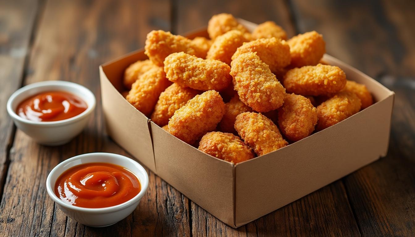 savourez notre boîte de 20 nuggets croustillants à un prix incroyable ! découvrez une offre irrésistible qui éveillera vos papilles et satisfera toutes vos envies gourmandes. ne manquez pas cette chance de vous régaler à petit prix!